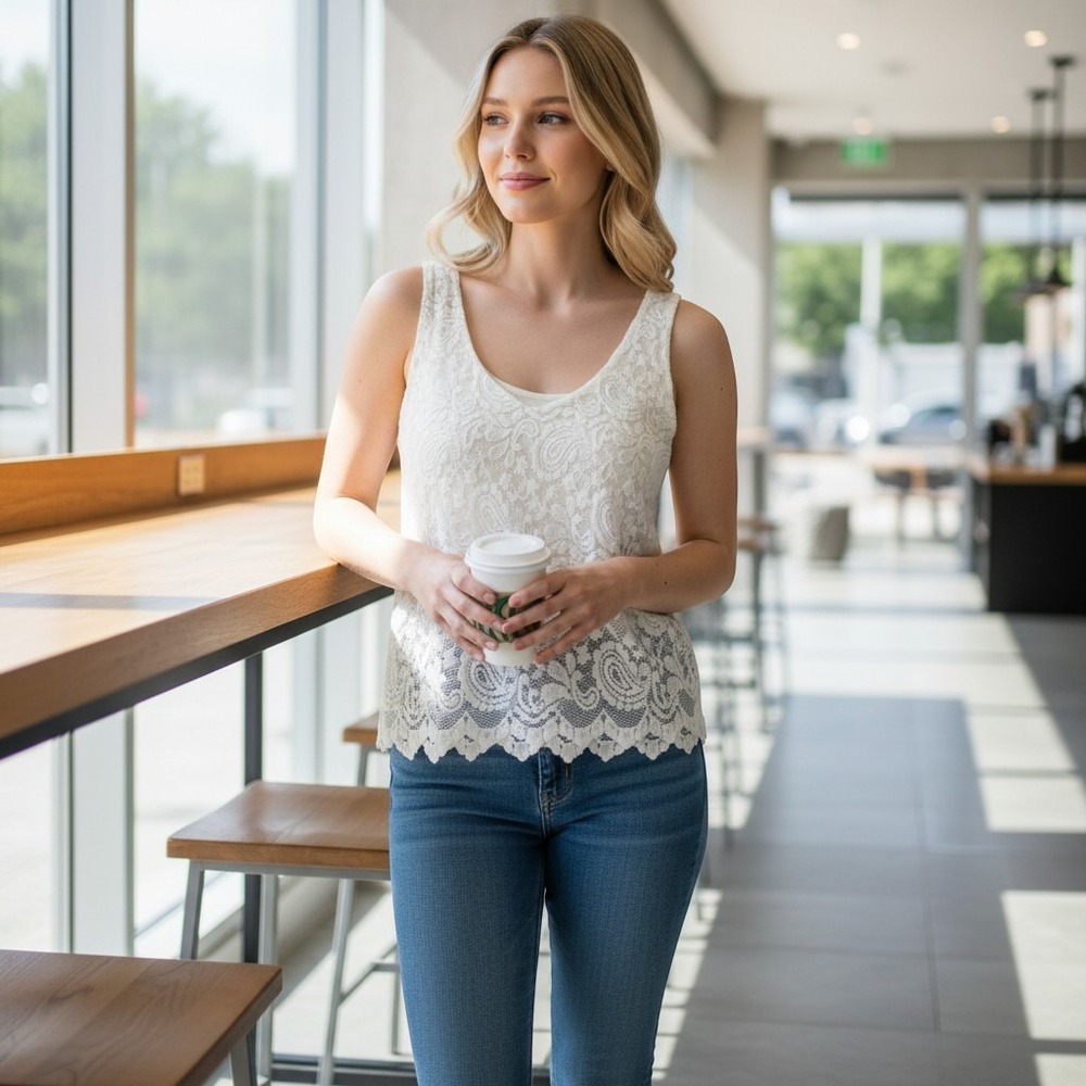 White Lace Tank Top